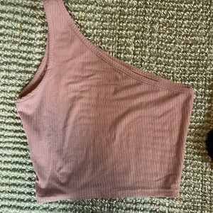 One should light brown crop top